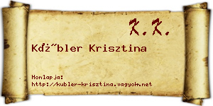 Kübler Krisztina névjegykártya